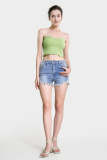 Dark Sea Green Rib-Knit Crop Tube Top