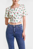 Medium Blue Wash High Rise Straight Leg Crop Jeans