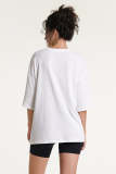 White Cotton Graphic Oversized T-shirt