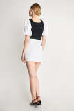 White Ruched High-Waisted Mini Skirt
