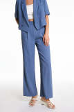 Steel Blue High Rise Wide Leg Suit Pants