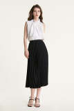 Flash Sale                Black Pleated High Rise A-Line Midi Skirt