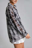 Black Checked Oversized Shirt With Matching Tank Top