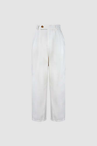 White High Rise Tapered Baggy Jeans