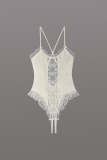 White Satin Lace Bodysuit