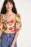 Multicolor Abstract Print Smocked Crop Top