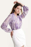 Dark Orchid Tie Dye V-Neck Button-Up Shirt