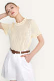 Light Yellow Frill Hem Knit Crop Top
