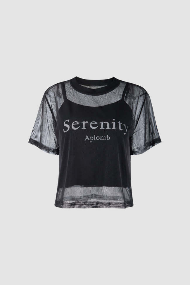 Black Mesh Top With Matching Camisole