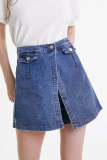 Royal Blue High Rise Denim Skort
