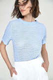 Light Sky Blue Textured Round Neck Blouse