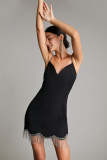 Black Rhinestone Fringe Hem Bodycon Mini Dress
