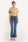 Yellow Ruffled Floral Print Off-the-Shoulder Crop Top