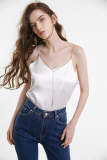 Flash Sale                White Satin Chain Strap Bar Pendant Detail Cami Top
