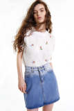White Floral Embroidery Pointelle Knit Top