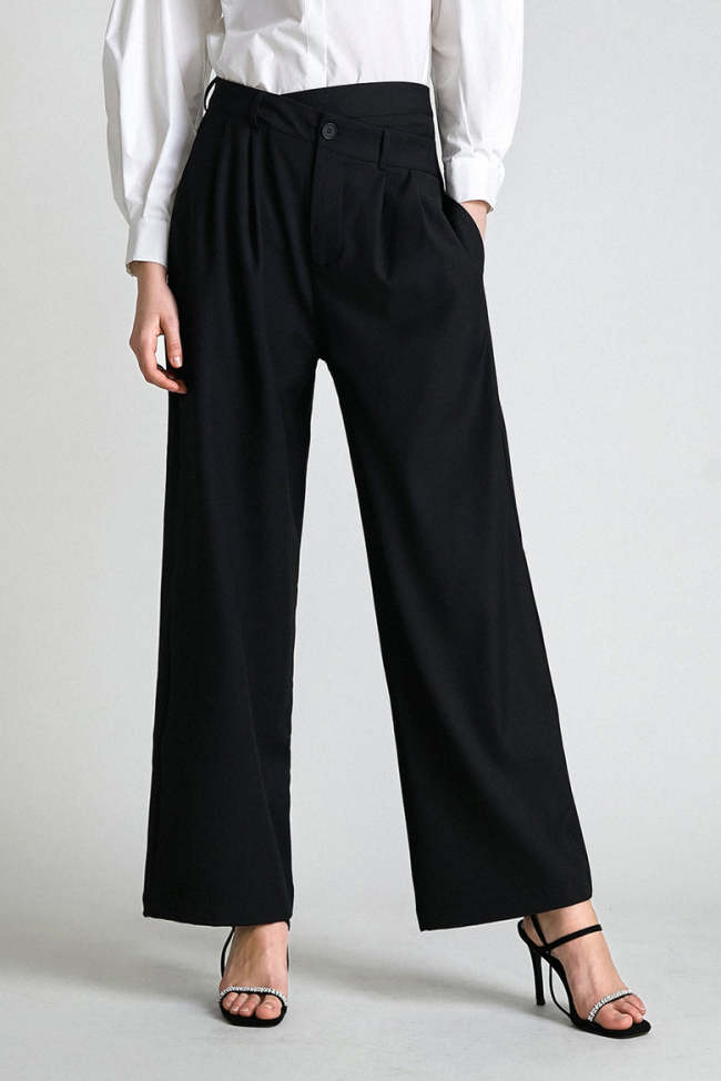 Black Wrapover Suit Pants