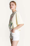 Old Lace Tulip Print Oversized Cotton T-shirt