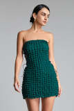 Sea Green Textured Lace-Up Side Bodycon Mini Dress