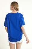 Blue Printed Oversized T-shirt