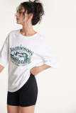 White Cotton Graphic Oversized T-shirt
