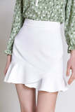 White Frill Hem Mini Skirt