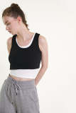 Black Two-Tone Ribbed Crop Top