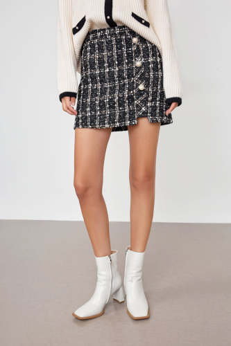 Abigale Black Check Skirt