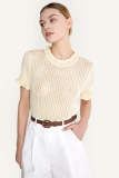 Light Yellow Frill Hem Knit Crop Top