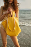 Gold Gingham Tote Bag