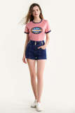 Pink Graphic Contrast Trim T-shirt
