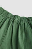Medium Sea Green Pleat Detail Wide Leg A-Line Shorts