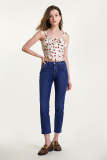 Dark Blue Wash High Rise Straight Leg Crop Jeans