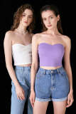 Medium Orchid Rib-Knit Crop Tube Top