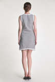 Grey Sleeveless Button Front Pocket Detail Knitted Mini Dress