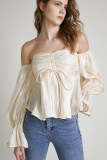 Old Lace Off-the-shoulder Ruched Blouse