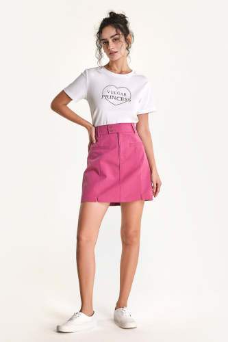 Deep Pink High Rise A-Line Mini Skirt