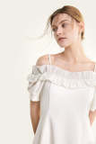 Old Lace Off-the-Shoulder Ruffled Mini Dress