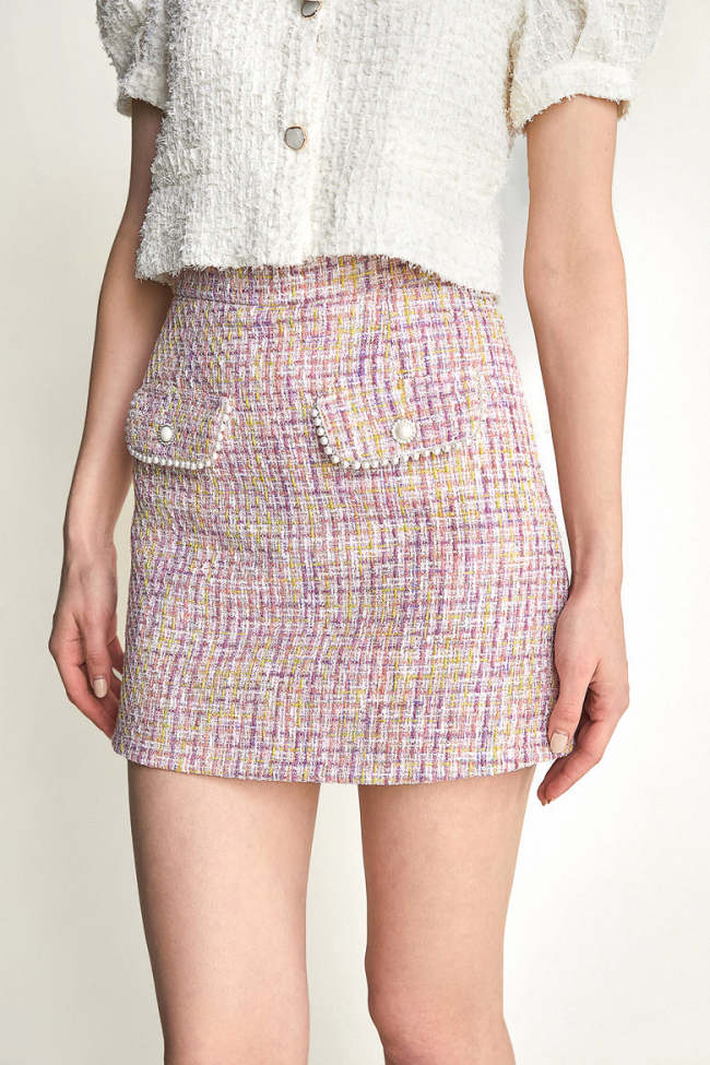 Pink Fake Pocket Skirt