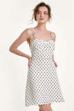 Flash Sale                White Polka Dot Tie Strap Bustier Mini Dress