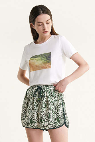 White Graphic Round Neck T-shirt