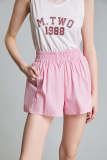 Pink Elastic Waist A-Line Wide Leg Shorts