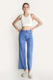 Royal Blue Wide Leg Seam Detail Soft Jeans