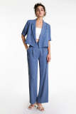Steel Blue High Rise Wide Leg Suit Pants