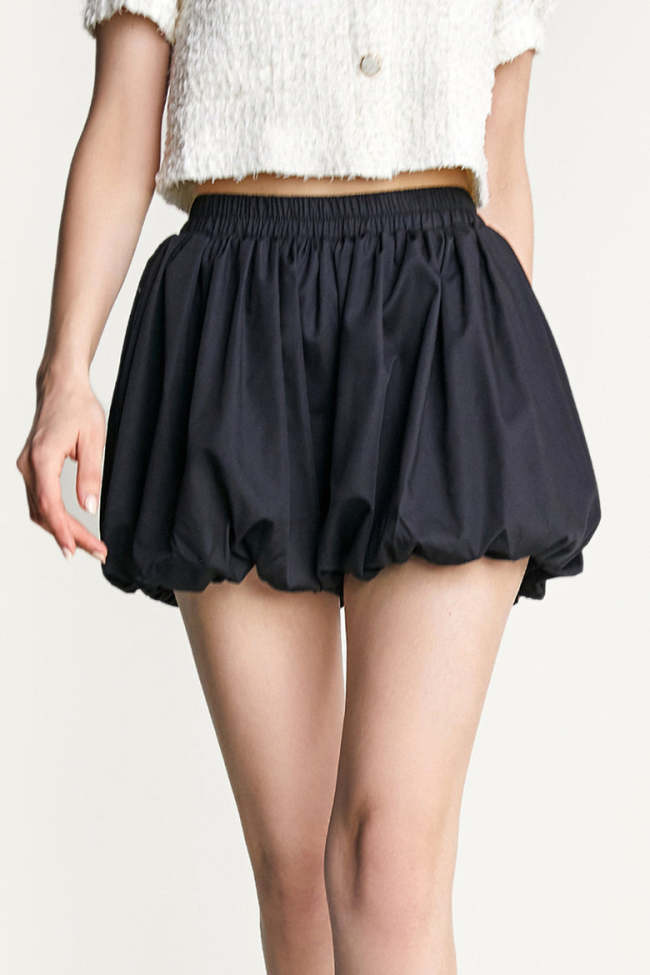 Flash Sale                Black Puff Ball Elastic Waist Shorts