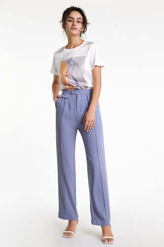 White Abstract Print Crew Neck T-shirt