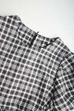 Black Checked Cut Out Waist Tie Detail Mini Dress