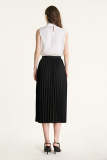 Flash Sale                Black Pleated High Rise A-Line Midi Skirt