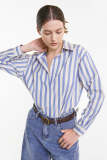 Royal Blue Oversized Striped Cuff Shirt