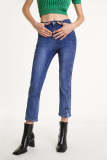 Royal Blue Seam Detail Slit Hem Cigarette Jeans