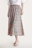 Multicolor Floral Print Elastic Waist Crinkled Midi Skirt
